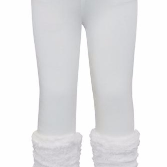 Girls White Faux Fur Leggings 2t 14